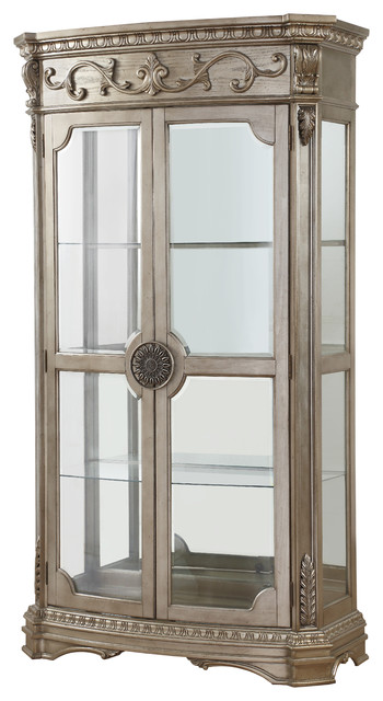 Acme Northville Curio Cabinet In Antique Silver Traditional