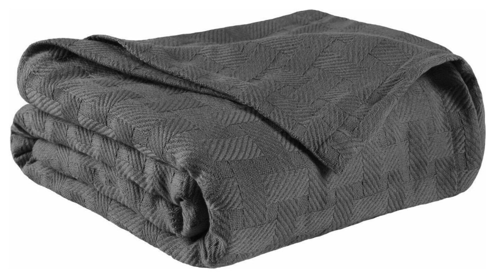 100 Cotton Basketweave Thermal Woven Blanket, Full/Queen