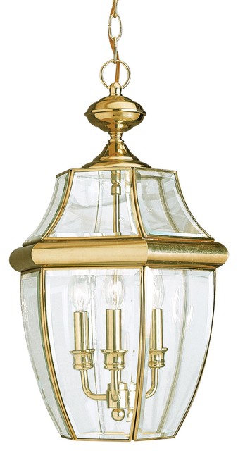 Sea Gull Lighting 3-Light Outdoor Pendant, Polished Brass