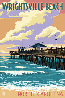 "Wrightsville Beach, NC, Beach Ball and Chair" Print ...