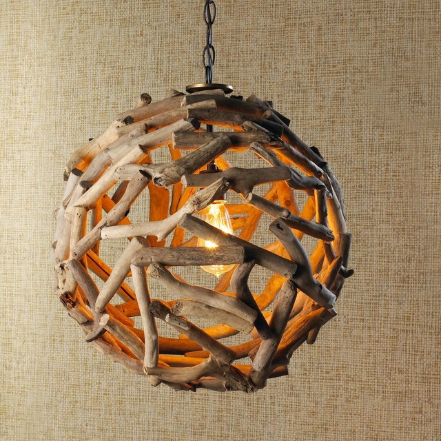 Driftwood Ball Pendant Light