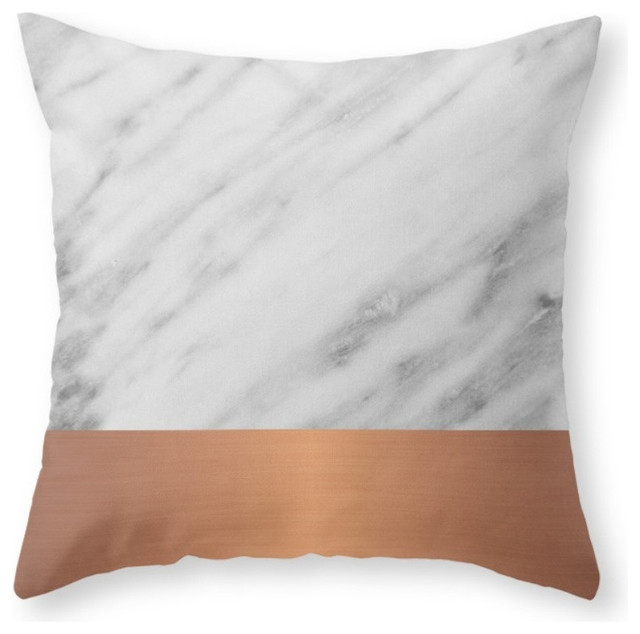 Carrara Italian Marble Rose Gold Pillow Cover - Contemporary - Decorative Pillows - by Society6