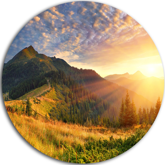 Summer Sunrise Under Thick Clouds, Landscape Disc Metal Wall Art ...