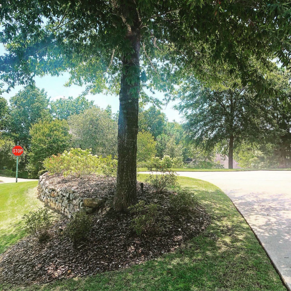 Full Foundation Replanting and Accent Walls Landscape Birmingham by The Nelson Team