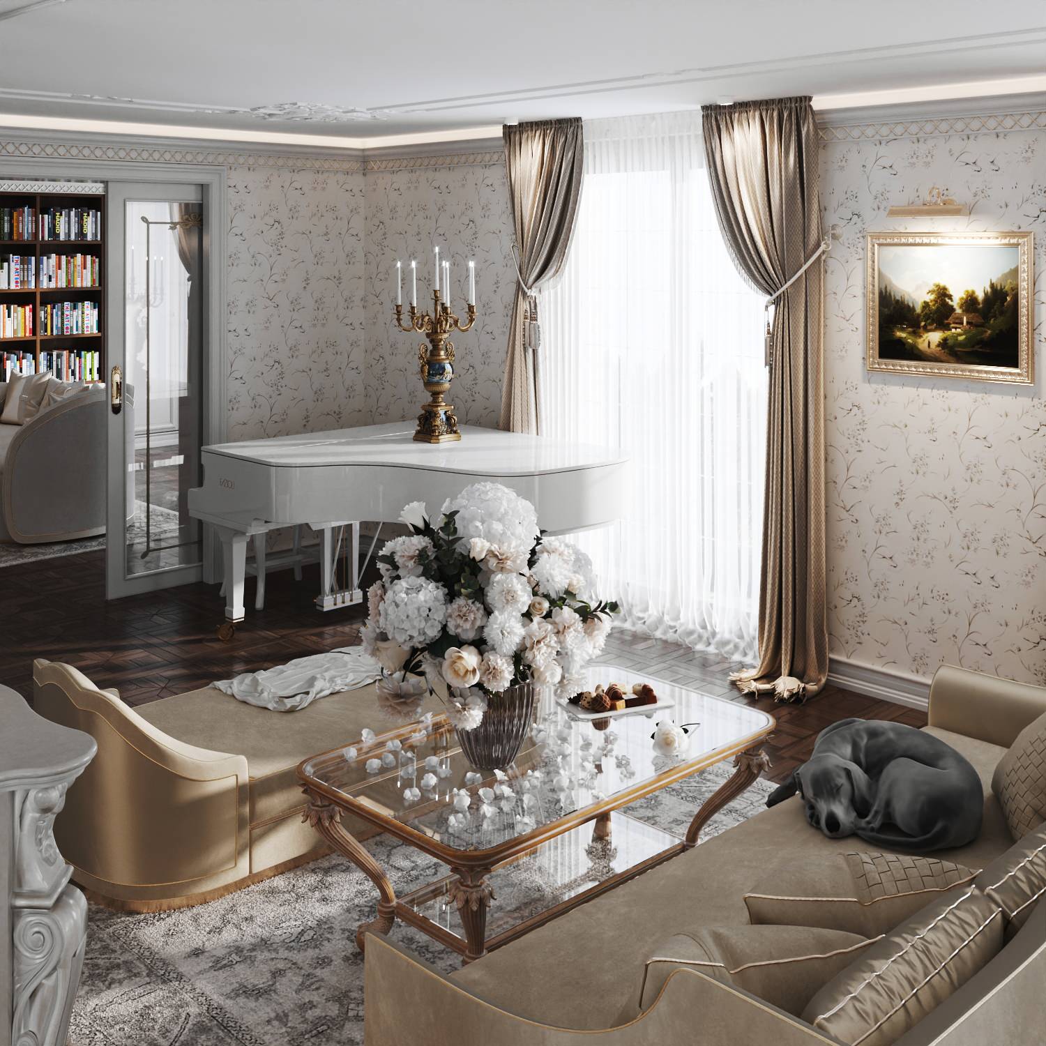 Интерьер гостиной в проекте виллы