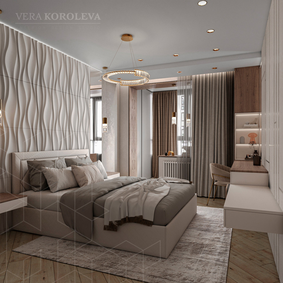 Дизайн-проект двухкомнатной  квартиры с золотыми акцентами в ЖК "Q-Мир"