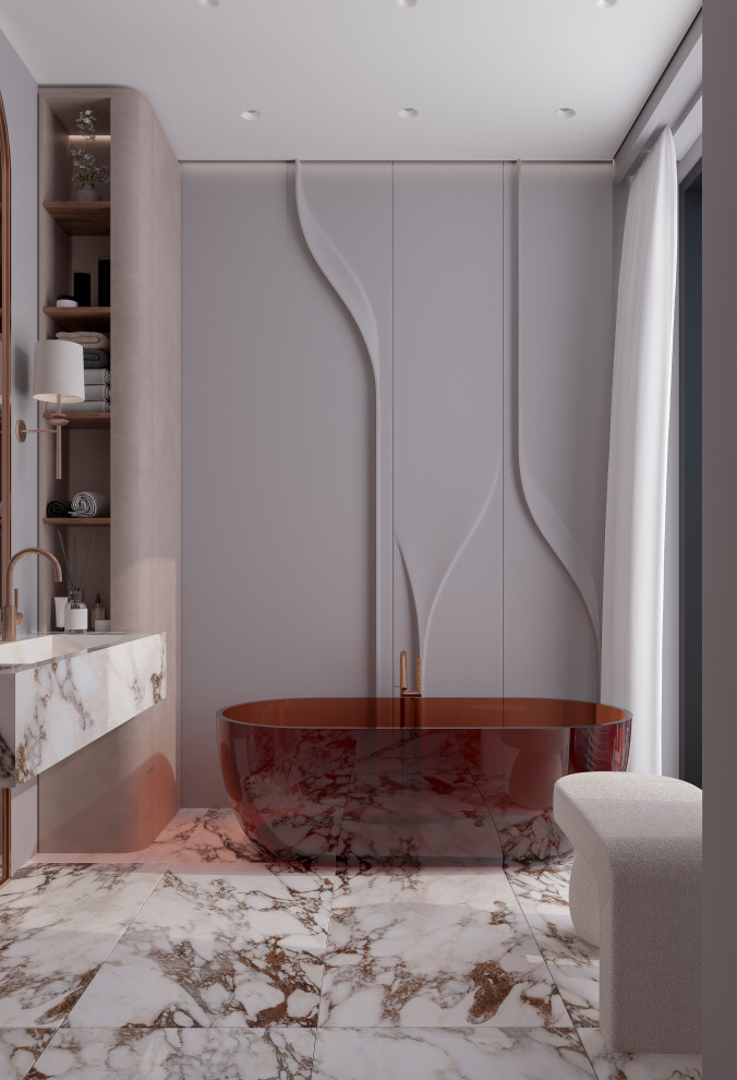 Мастер-ванная из проекта "Оранжевый Блюз" в ЖК Neva Towers, г. Москва