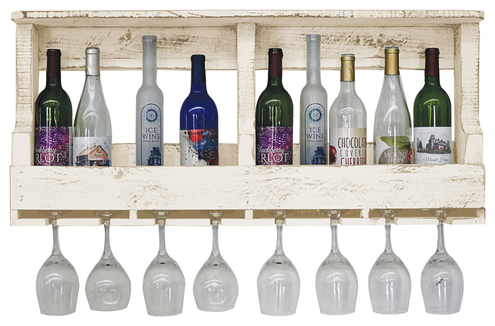 Farmhouse 10-Bottle Wine Shelf, Antique White