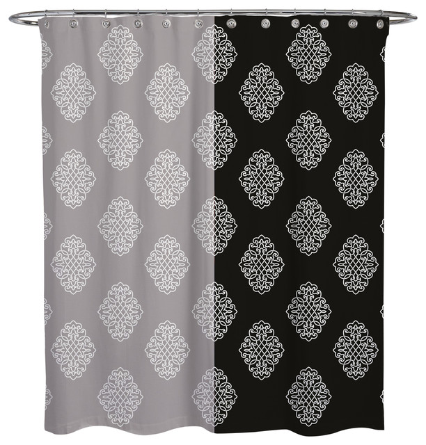 Shower Curtain 2 Tone Step Repeat Crest Mediterranean Shower Curtain 2 Tone Step Repeat Crest Mediterranean Curtains By Ramco Lifestyles