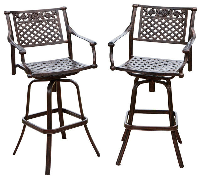 Sierra Outdoor Cast Aluminum Swivel Bar Stools Set Of 2 Sierra Outdoor Cast Aluminum Swivel Bar Stools Set Of 2