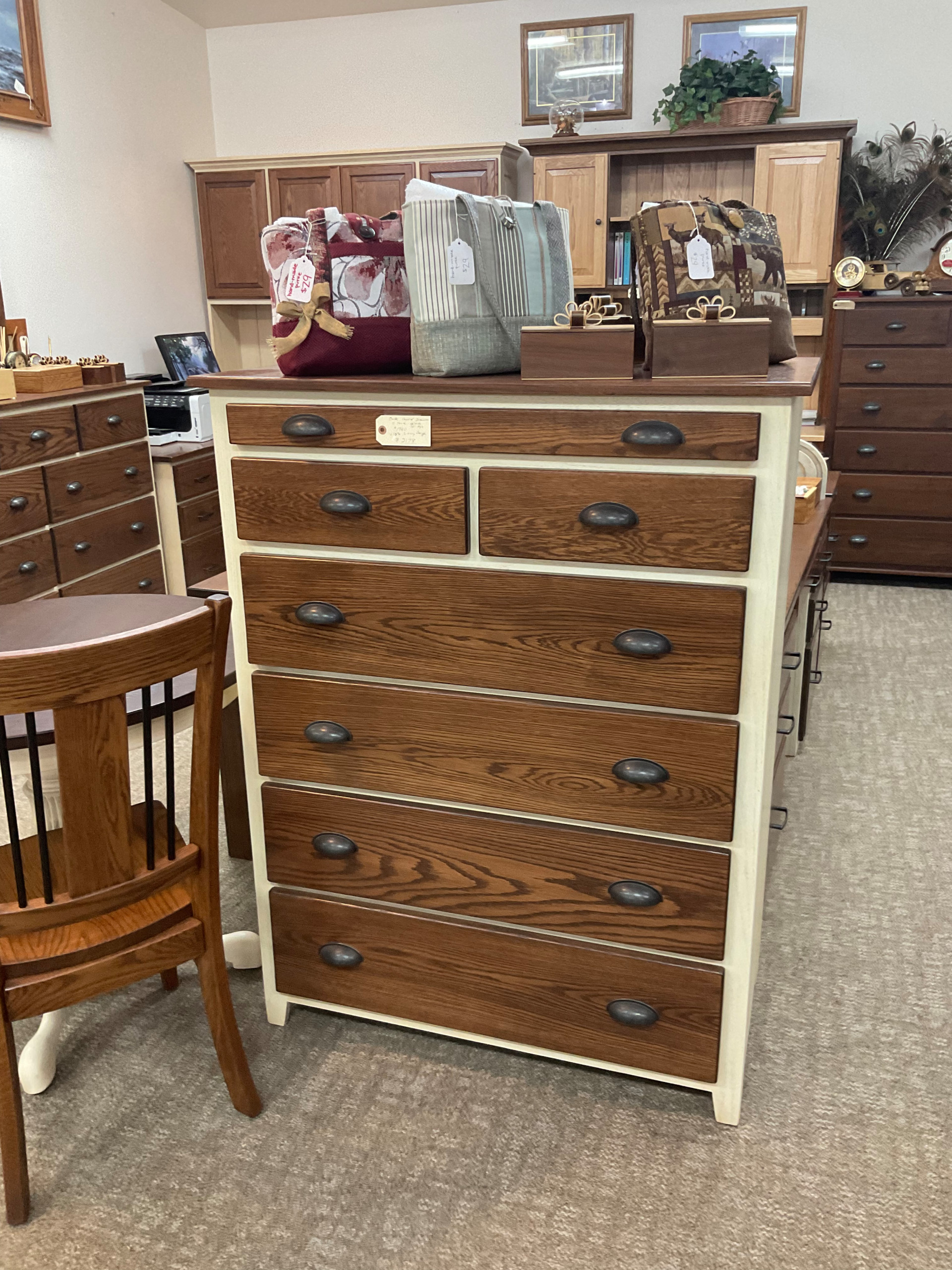 White and chocolate spice chest of drawers