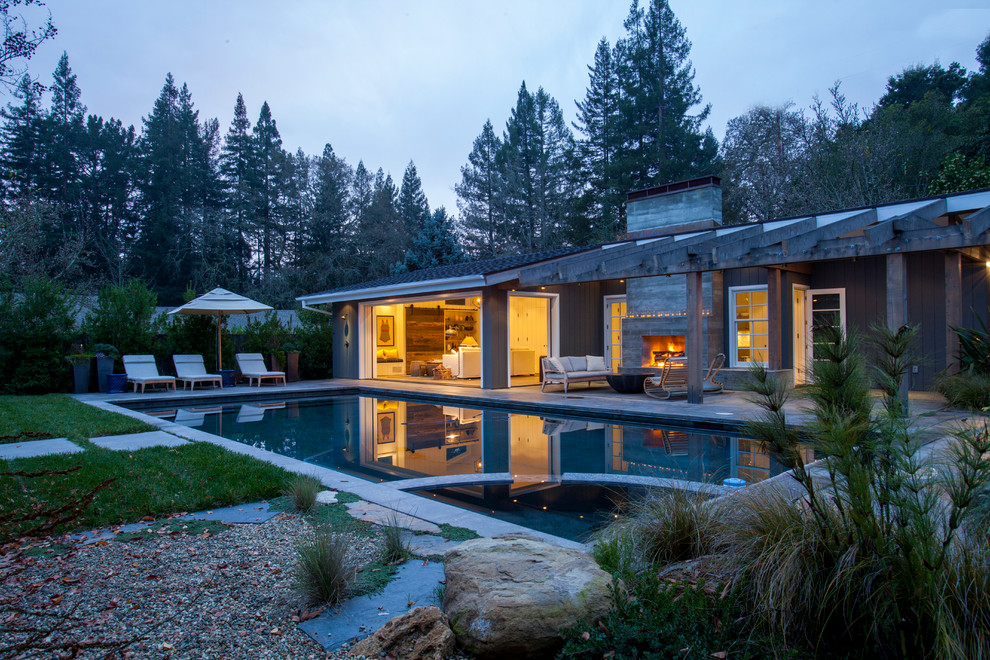 California Rancher with Pool House - Contemporary - Pool - San ...