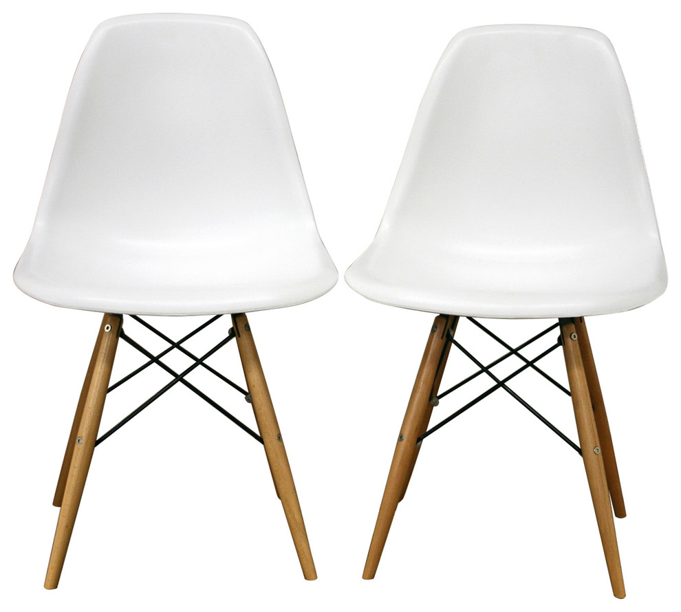Baxton Studio Azzo Plastic Mid Century Modern Shell Chair Set Of