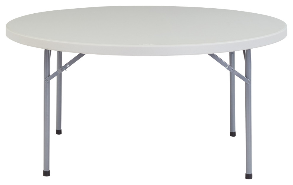 NPS Heavy Duty Round Folding Table, Speckled Grey, 60x60x29.5 ...