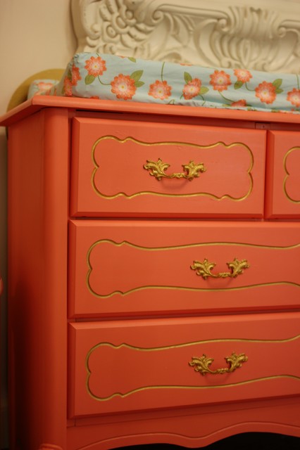 Coral Gold Painted Dresser Eclectic Nursery Little Rock