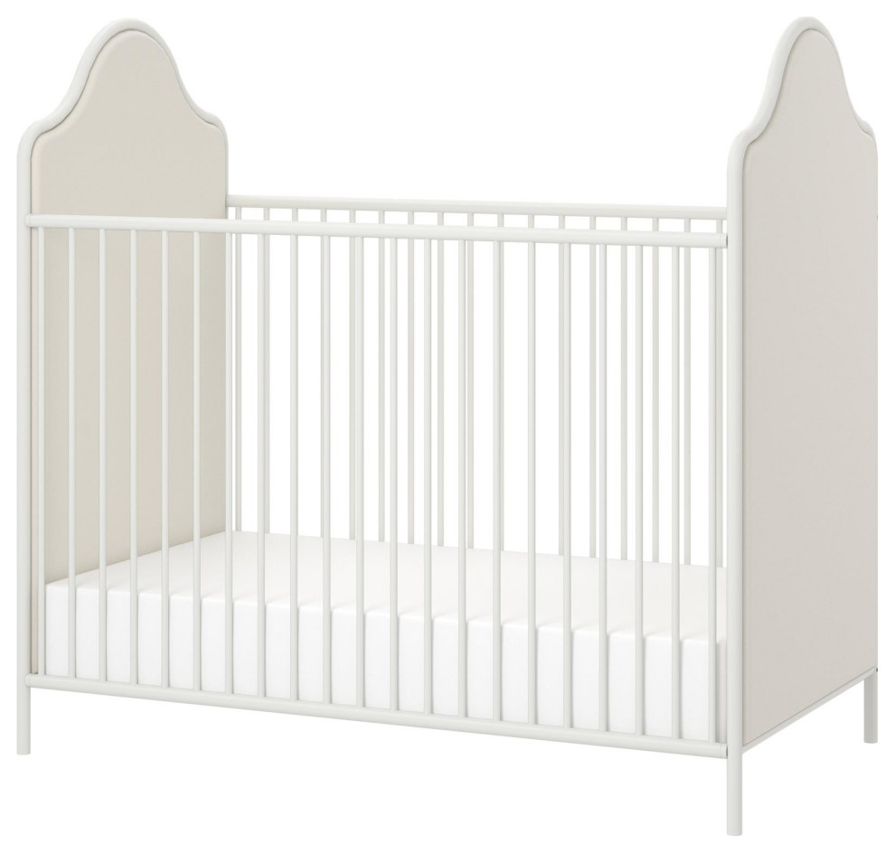 Little Seeds Piper Upholstered Convertible Cream Metal Crib