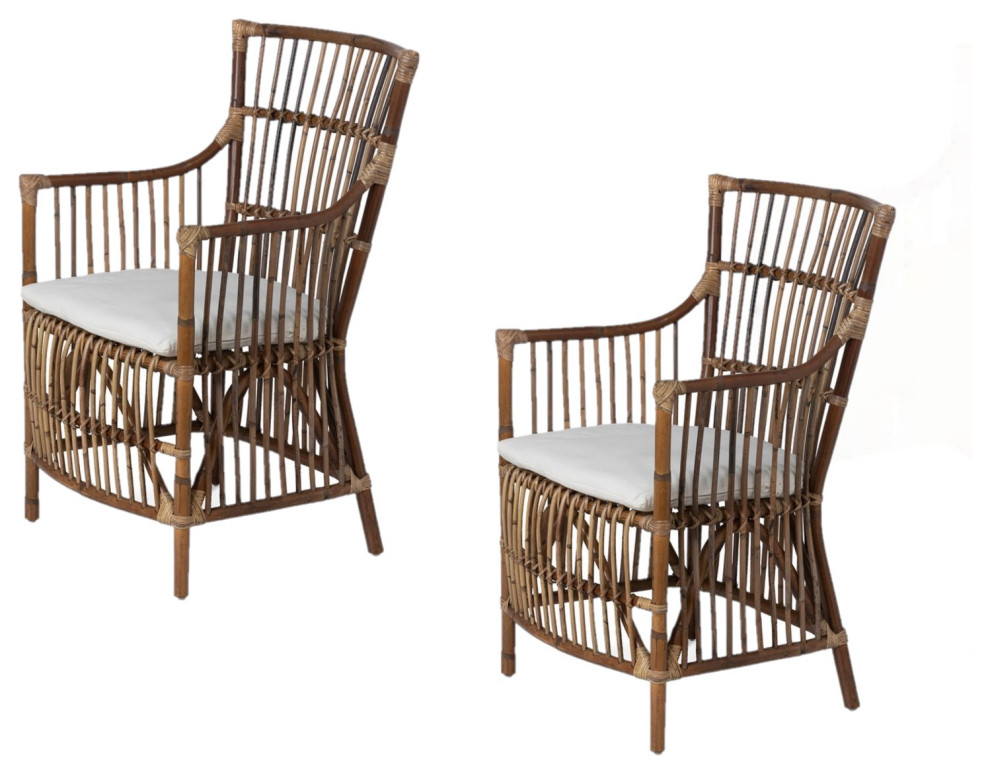 Travelers Rattan Chair, Set of 2 Rustic Patio Furniture And Outdoor