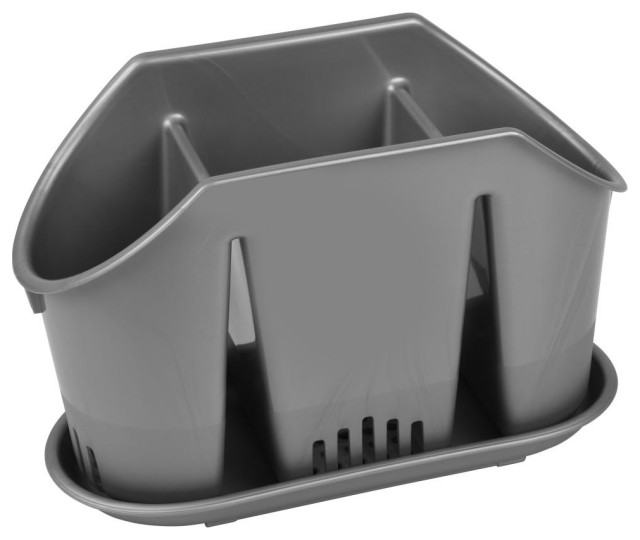 YBM Home Multipurpose Cutlery Utensil Drying Rack and Storage Holder, Gray