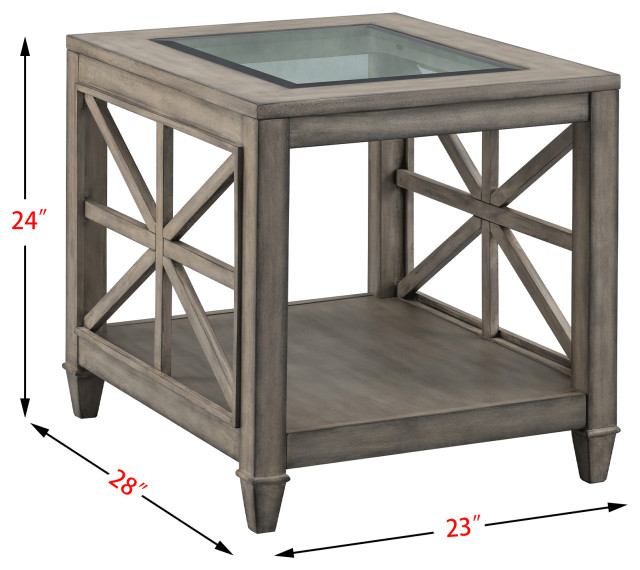 1C4008 Antique Gray End Table Transitional Side Tables And End