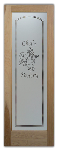 Pantry Door Rooster Chef Etched Glass