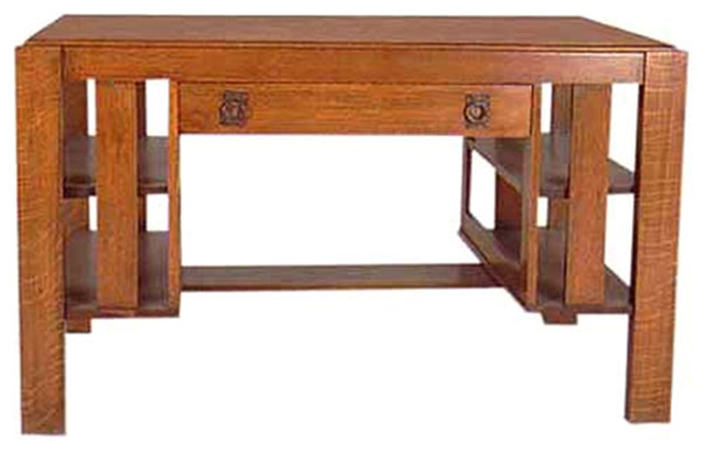 Mission Oak Desk With Center Drawer Side Shelves Desks And Mission Oak Desk With Center Drawer Side Shelves