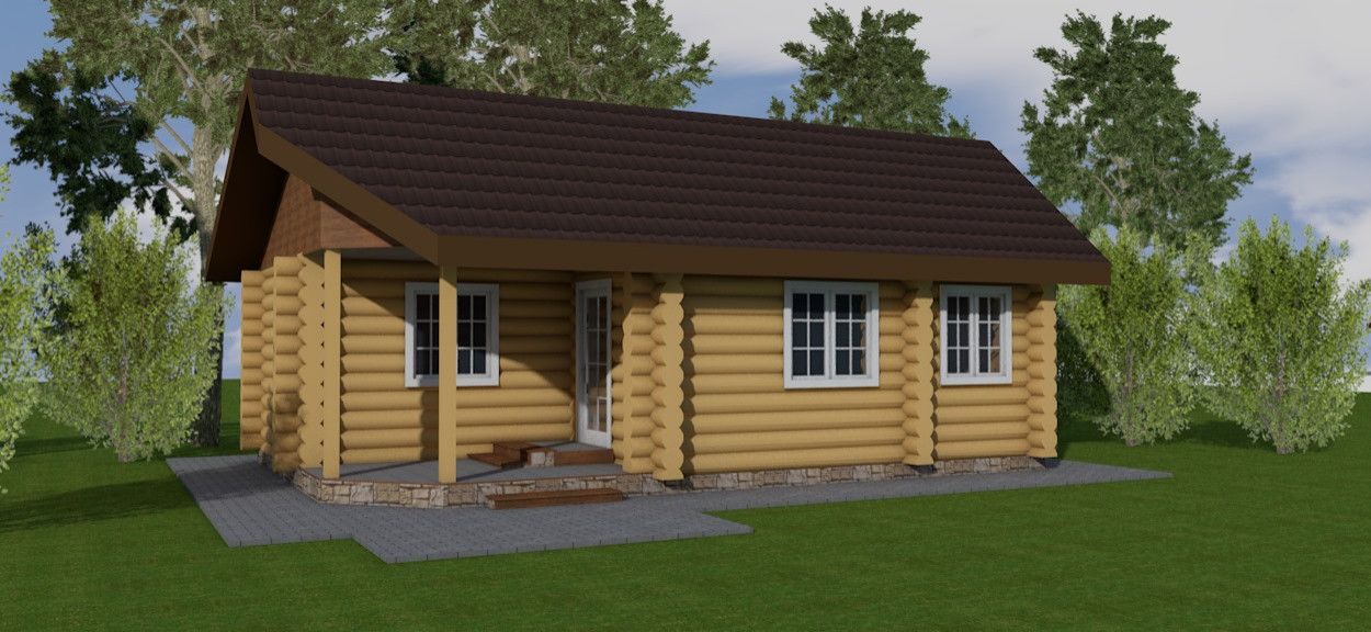 Дачный домик из оцилиндрованного бревна