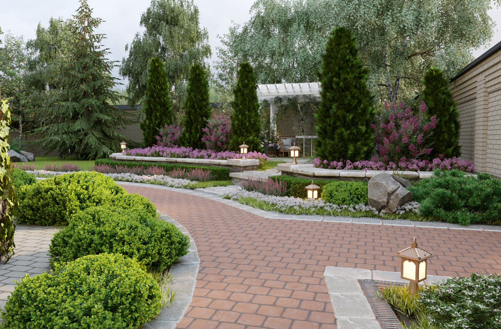 Ландшафт частного дома в Краснодаре