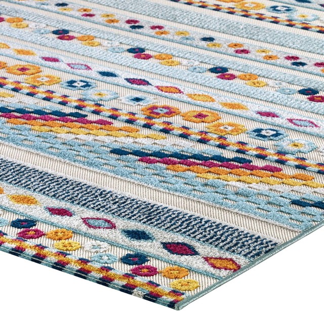 Vintage Abstract Geometric Lattice 8x10 Indoor and Outdoor Area Rug ...