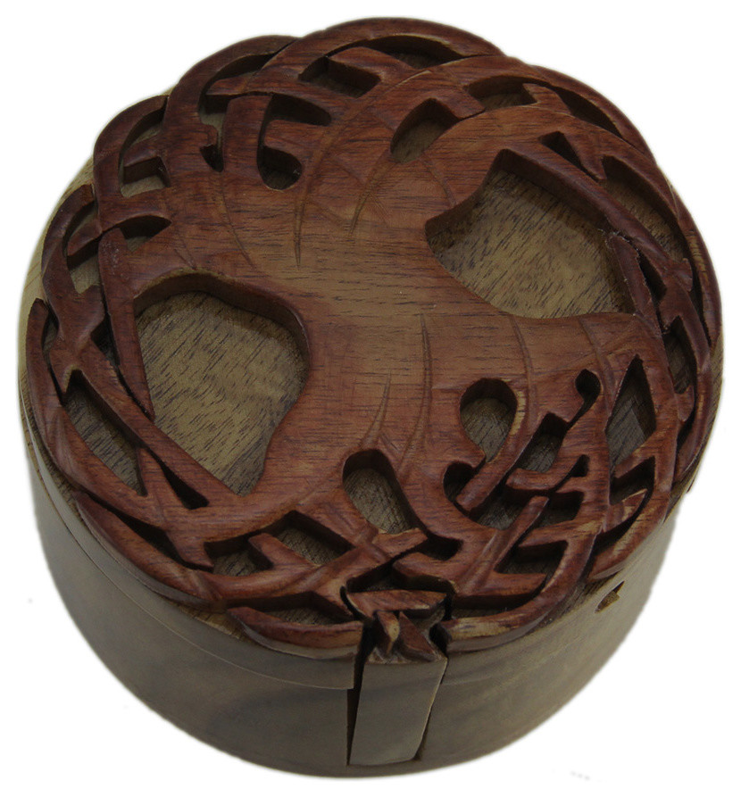 Celtic Tree of Life Hand Crafted Wooden Trinket/Puzzle Box
