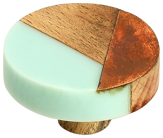 Fusion 1 1 2 38mm Cyan Wood And Copper Cabinet Knob