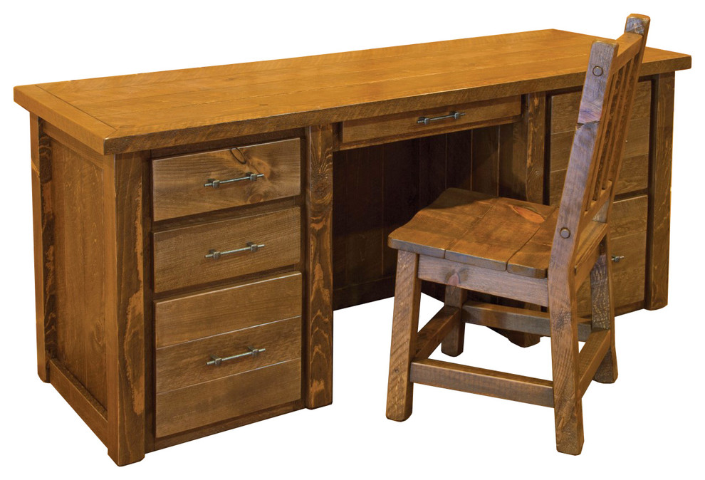 Rustic Barn Wood Style Timber Peg Executive Desk With Chair Rustic Desks And Hutches by
