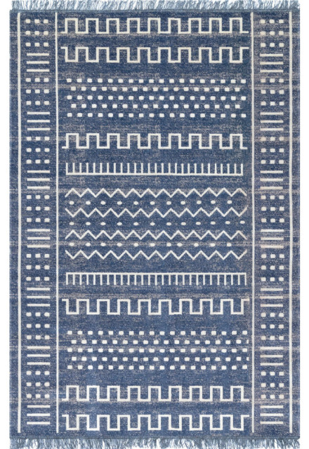 nuLOOM Outdoor Tribal Cora Transitional Vintage Area Rug, Blue, 10'x14'