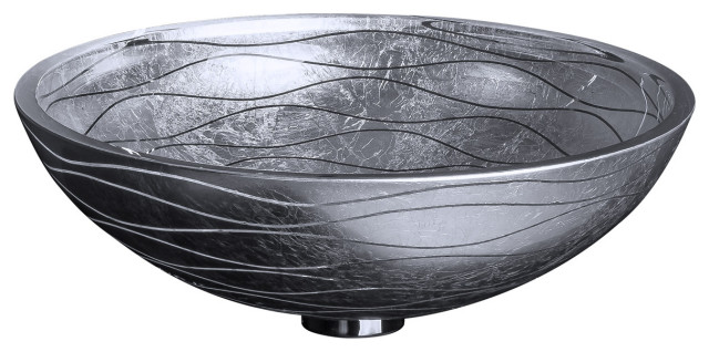 Luxury Wave Contemporary Vessel Sink, Silver