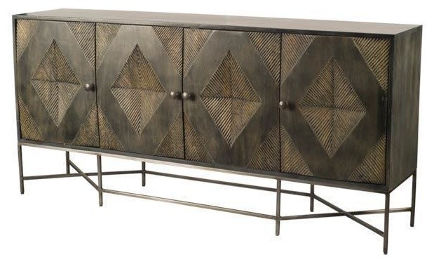 Elisabeth 72" Sideboard with Diamond Accent Doors - Indian Mango Wood