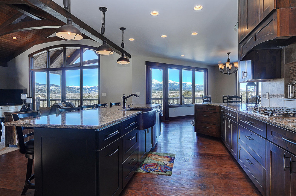 Inspiration for a rustic kitchen remodel in Denver