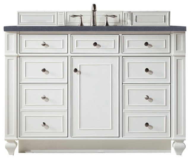 Bristol 48" Single Vanity, Bright White, W/ 3 Cm Charcoal Soapstone