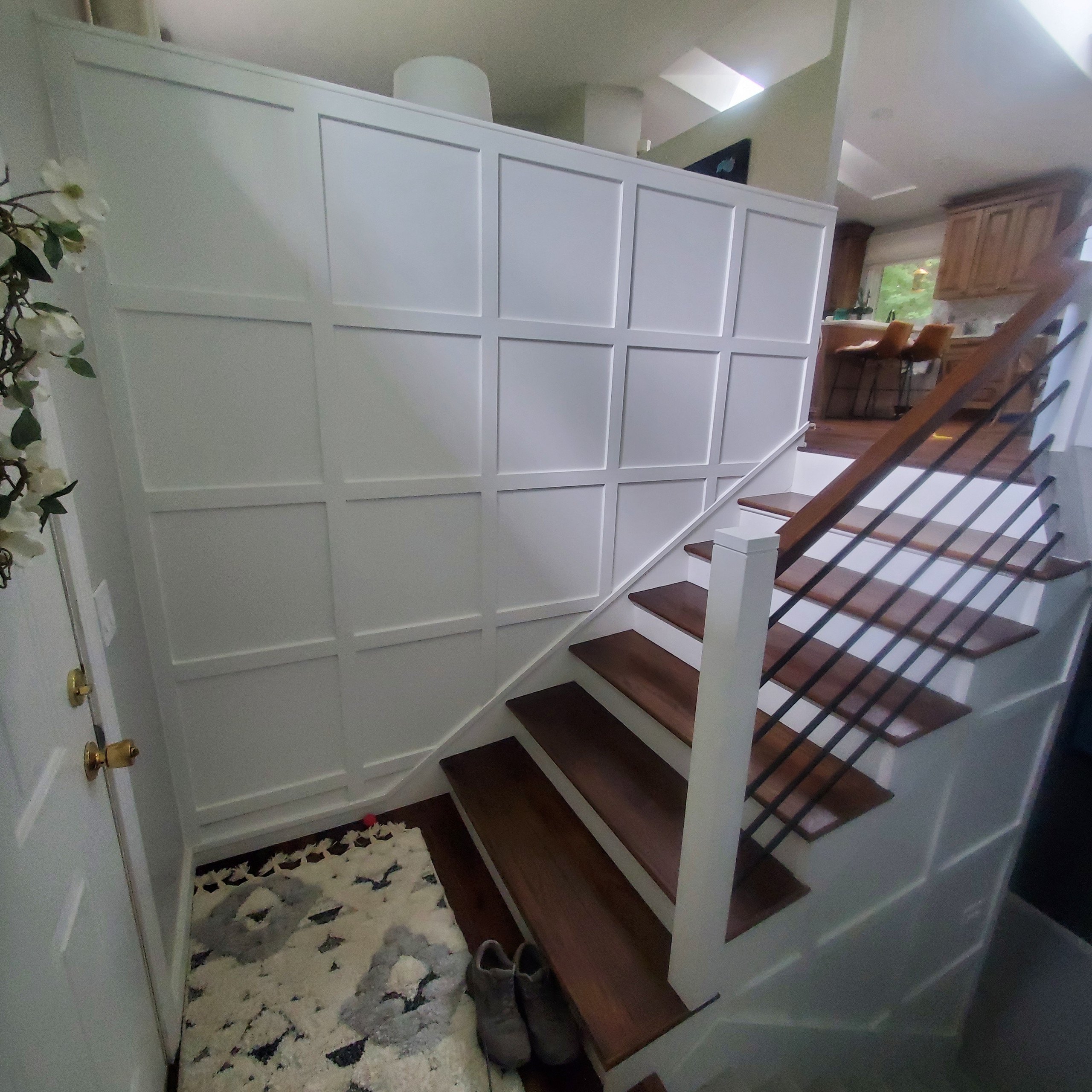 Dry Bar with Custom Wine Rack and Decorative Wall