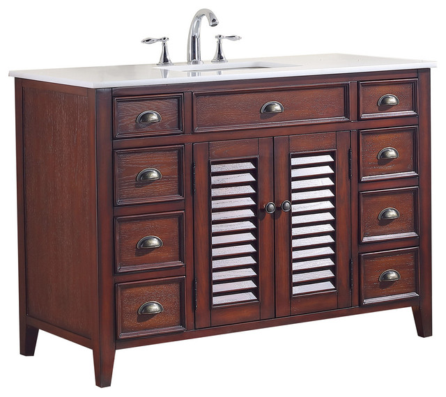 Modetti Palm Beach Cottage Look Single Bathroom Vanity 46 Modetti Palm Beach Cottage Look Single Bathroom Vanity 46 Brown Transitional Vanities And Sink Consoles By Usa