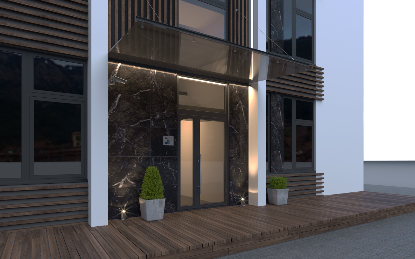 Эскизное предложение дизайна фасада мини-отеля