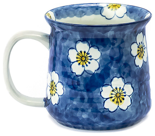 Blue and Yellow Cherry Blossom Mug