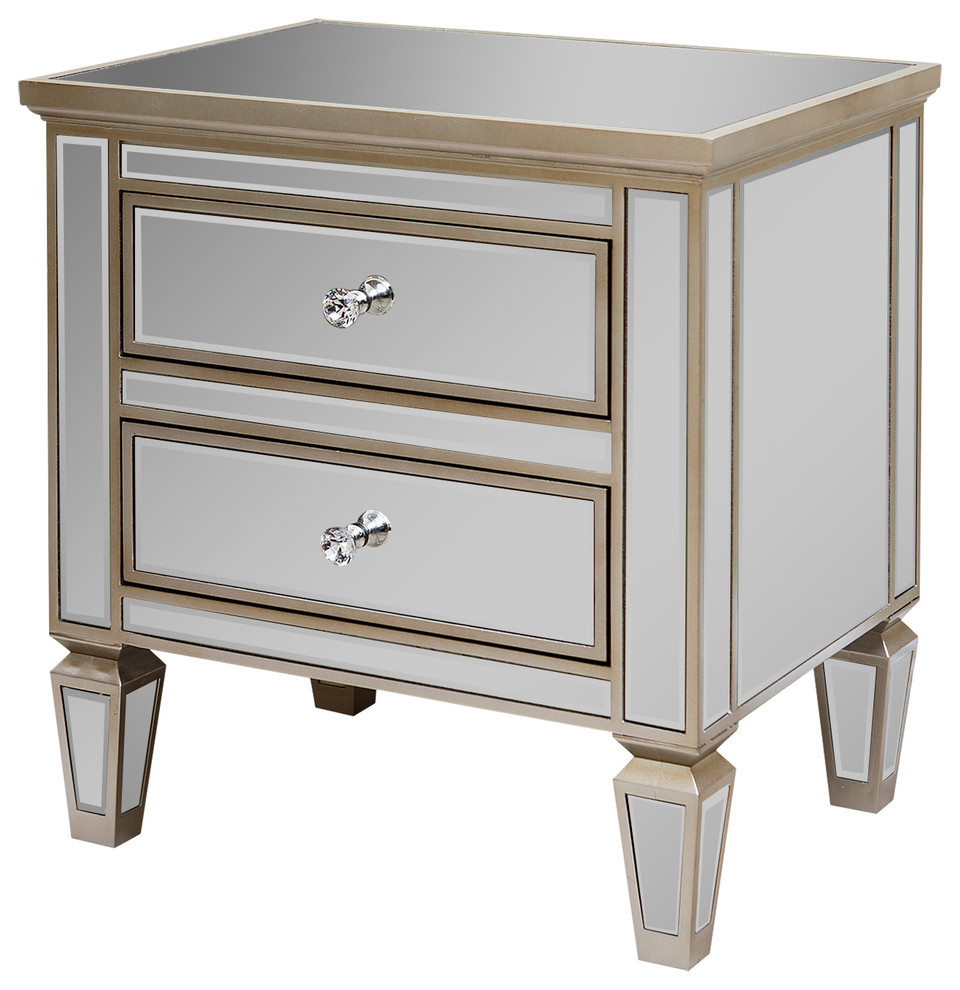 Abbyson Living Omni Mirrored 2-Drawer Chest - Transitional - Accent