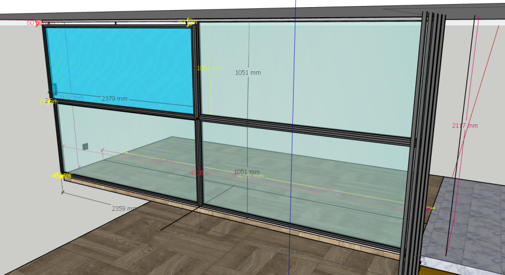 Остекленная перегородка LOFT с динамическим окном (слайд)