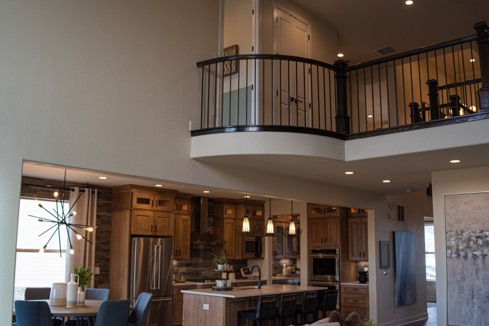 Mountain style home design photo in Denver