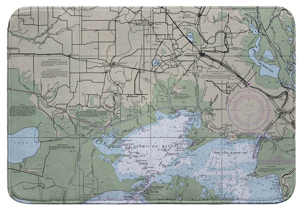 Vermilion Bay, LA Nautical Map Bath Mat 24x36 Contemporary Bath
