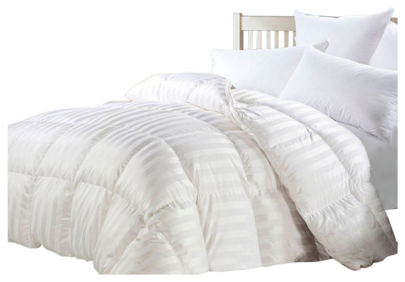 Luxurious Siberian Goose Down Comforter 600 Thread Count 750Fp, Twin Contemporary Comforters