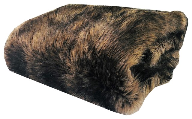 Plutus Faux Mountain Coyote Handmade Throw Blanket, 80 X 110 Twin, Single Sided