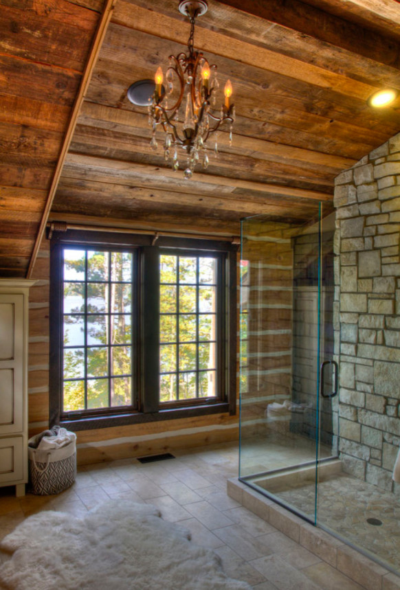 Glass Shower Doors Rustic Bathroom Minneapolis by Brainerd