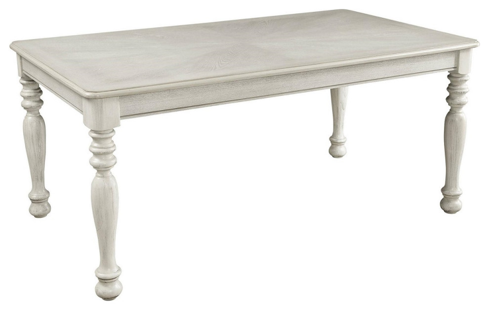 Wood Dining Table, Antique White Traditional Dining Tables by
