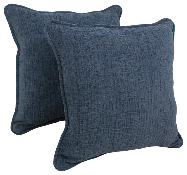 Shop Houzz Blazing Needles 18-inch Solid Chenille Square Throw Pillows, Inserts Set of 2 ...