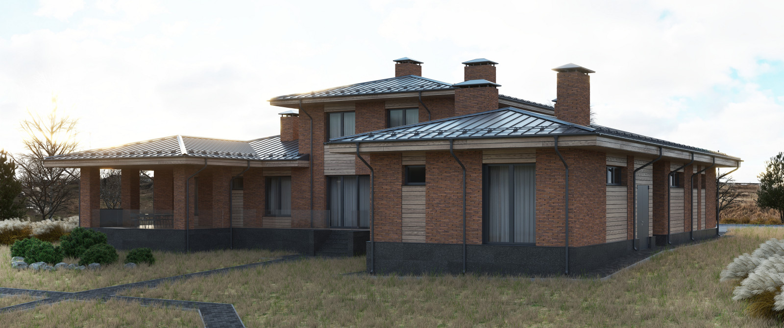 Проект | Загородная Резиденция | Стиль «Дом Прерий» Фрэнка Ллойда Райта | 2021